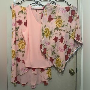 Vintage Three Piece Set - Skirt, Undershirt, and Shawl - AKC - Size 16W